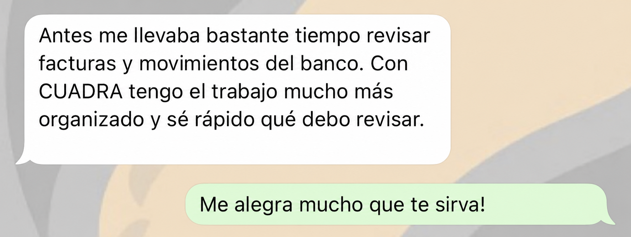 Testimonio real: CUADRA ayuda a organizar facturas y movimientos del banco